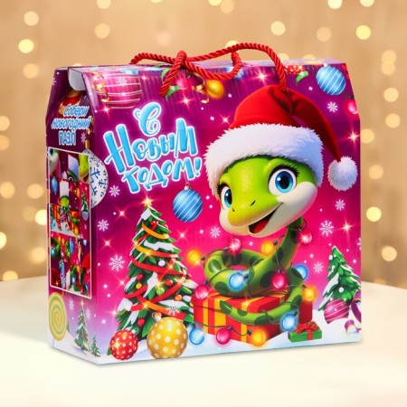 Gift box New Year's serpentines 23 x 10 x 22 cm