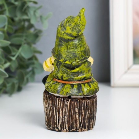 Polystone souvenir "Dwarf in a green cap on a foam" 6.7x5.5x11.5 cm-2