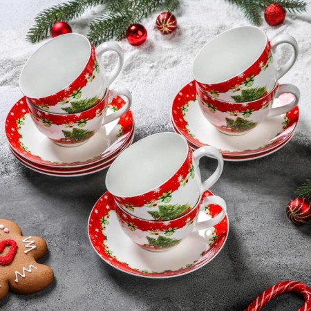 Service Porcelain Tea Daulay "New Year's Magic", 12 objects: 6 cups 280 ml, 6 saucer d = 15 cm
