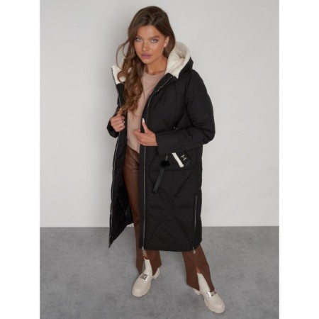 Coat insulated winter female, size 50, black color-15