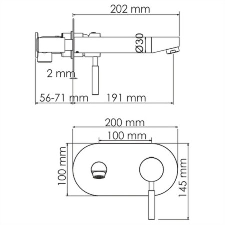 Wasserkraft Main 4130 shell mixer, single -leaf, pour 202 mm, into a wall, chrome-2