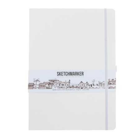 Sketchmarker sketchbook, 210 x 300 mm, 80 sheets, solid cover of artificial leather, white, block 140 g/m2-1