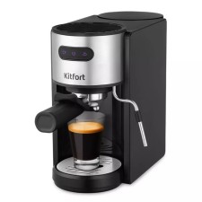 Coffee machine KitFort KT-7137, Rozhkova, 1150 watts, 1.3 l, cappuccino, black-silver-silver