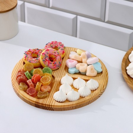 Set of Dolyan dishes, Menzhitsa D = 20 cm, cutting board 25 × 17 × 1.2, stand under the mug as a gift-3