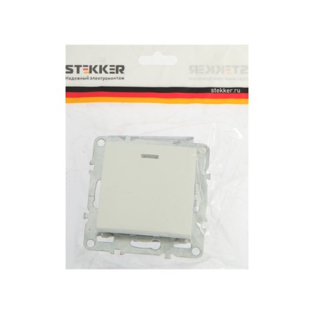 The 1-clavy switch with an indicator (mechanism), Stekker series Erna, PSW10-9101-01, White-3