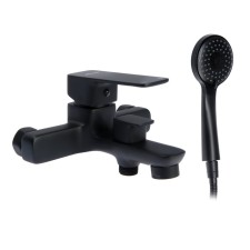 ACCOONA A63126F bath mixer, single -leaf, pour 149 mm, shower set, black