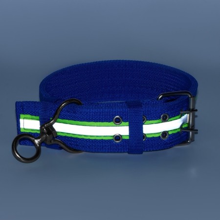 The collar is a four-layer reflective with a swivel 71 x 5 cm, Osh 55-65 cm, blue-10