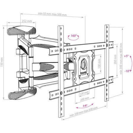ARM Media Cobra-60, up to 45 kg, 32-65, wall-mounted, rotor and slope, black-2