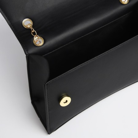 Women's bag made of artificial leather with a valve, 26x16x9 cm, black-8