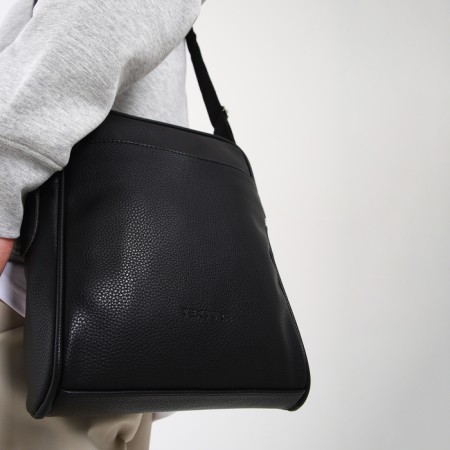 Male bag over the shoulder, Textura, artificial leather, black color-7