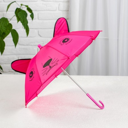 Mechanical children's umbrella "animals", r = 25cm, with ears, color mix