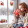 Stickers on the windows "New Year" Santa Claus, train, 41 x 29 cm