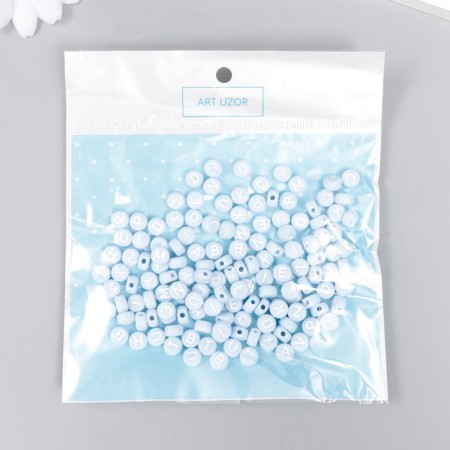 Beads for creativity plastic "English letters" Blue set 20 grams 0.4x0.7x0.7 cm-3