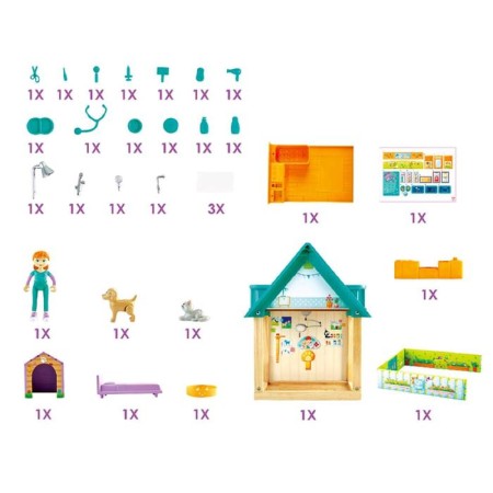 Set of game Hape "Veterinary Clinic", two -story, with animals, dolls and accessories-3