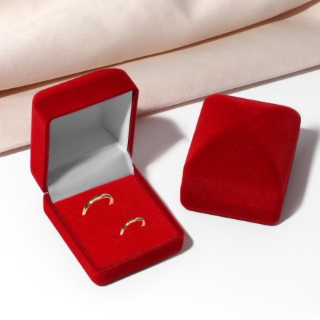 Baded velvet for 2 rings "Traditions", 5 x 4.5 x 3 cm, red color-1