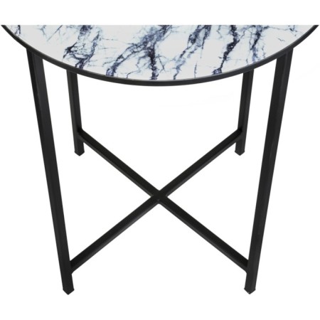 Coffee table Volopas metal, white marble/black 48x48x60 cm-4