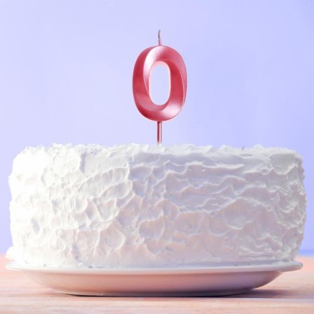 Candle for the cake, number "0", pink.