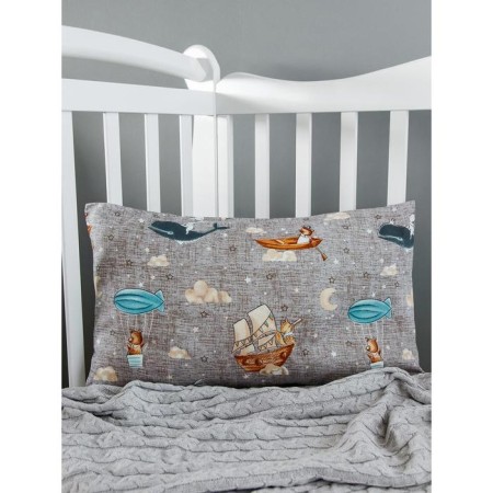 A set of pillowcases, size 40x60 cm, travelers print, gray color - 2 pcs.-3