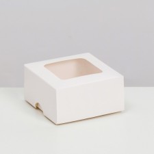 The box is folding, the lid is, with the window, white, 8 x 8 x 4 cm