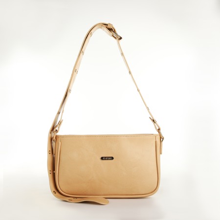 Female bag, baguette, on lightning, beige color