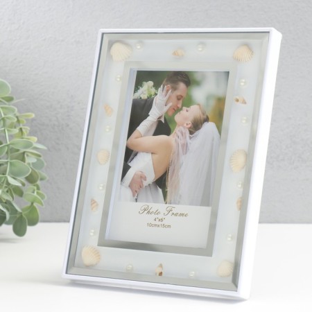 Photo frame glass 10x15 cm "shells in glass" silver 14.5x19.5 cm-1