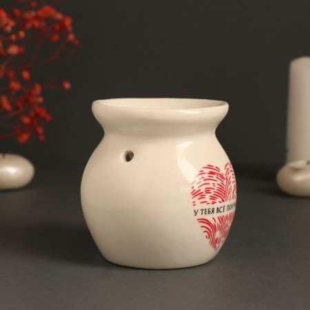 Aroma lamp ceramics "you succeed" everything is white 7.2x7.2x7.8 cm-3