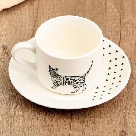 Tea couple ceramic "animals", 200 ml, white color-2
