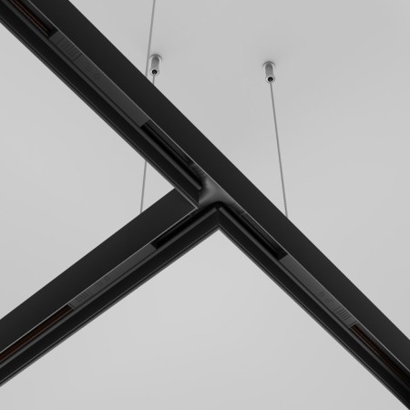 The T-shaped power connector for the track system Technical TRA034CWT-42B, 34.5x1.8x16.3 cm, black color is black-2