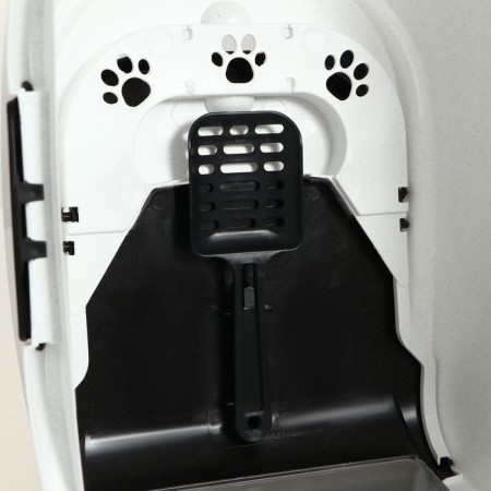 Domik toilet for cats closed with a door 50*38*37 cm, black and white-5