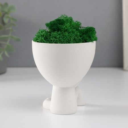 Concrete Kashpo "Mr. Green" hides with moss white 8.3x10x10 cm (moss green stabilizers)-2