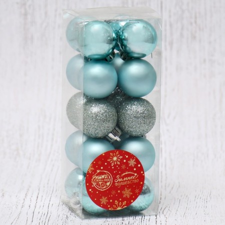 Set of balls plastic D-3 cm, 20 pcs "Nicole Glitter" Green-1