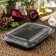 Container with a lid is a plastic disposable for sushi correction, 24.4 × 19.3 × 5.3 cm, internal dimensions 22 × 15.2 × 4.3 cm, 1.74 l, color black