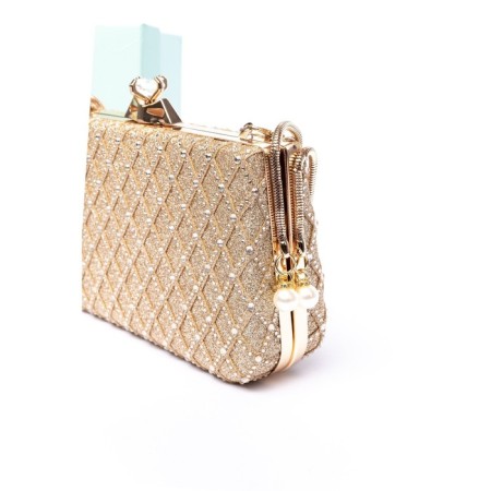 Clutch female, eco -leather, chrisbella gold, 19x5x12 cm-2