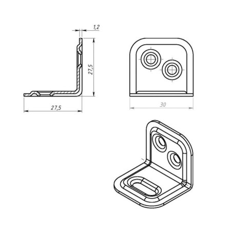 Corner of the fastener tundra Krep, with a corrective hole, galvanized, in the package of 1 pc.-3