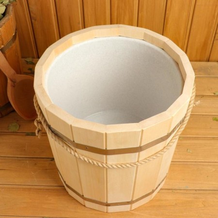Bucket of linden, 15l, plastic insert, handle-river-1