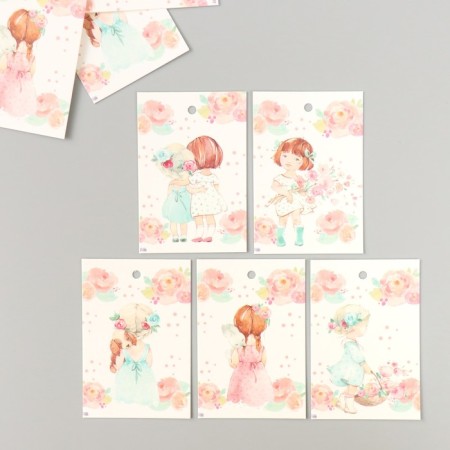 Cardboard "Flowers 03" set 10 pcs (5 types) 4x6 cm