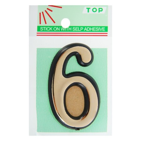 Door number "6", plastic, gold color-1
