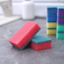 A set of household sponge with a cleaning layer of the economy share, 7.5 × 4.5 × 2.5 cm, 10 pcs