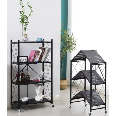 Folder drive on wheels, 3 shelves, 71 × 34 × 88cm, black matte color-12