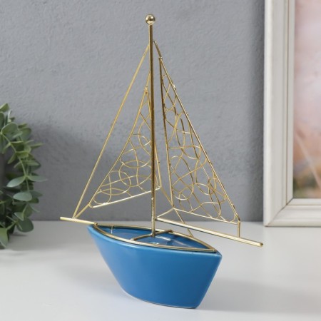 Souvenir ceramics, metal "Sails with sails" blue with gold 22.8x5.9x24 cm-2