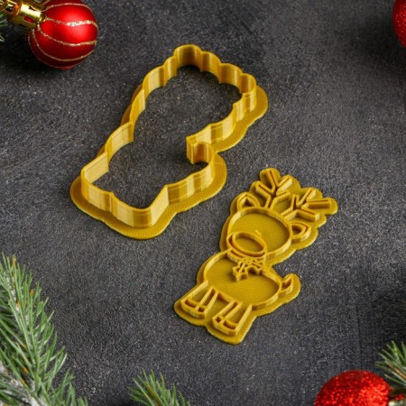 Books Form "Christmas Deer", cutting, stamp, gold color-3