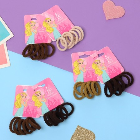 Hair elastic band "Mahrushka Sport" (set of 6 pcs) stripes diagonal, 2.5 cm, brown-1
