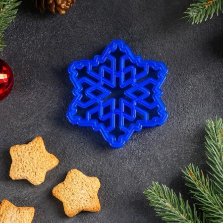 Books Form "Snowflake", cutting, stamp, 9 × 9 cm, blue color-1