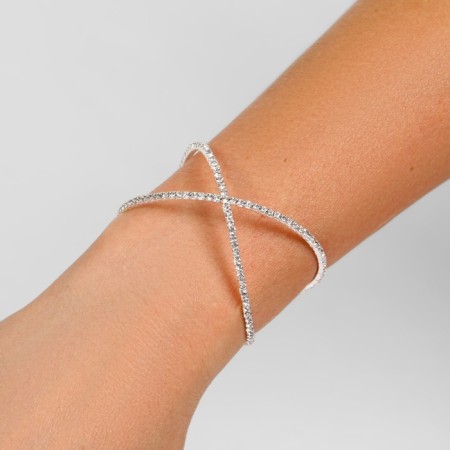 Bracelet with rhinestones "ice" rotation, white color in silver-3