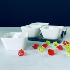 Set of Lenardi Bianco salad bowls, on a stand, porcelain, 4 pcs