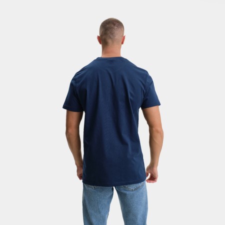 T-shirt male, dark blue color, mixing print, size S-4