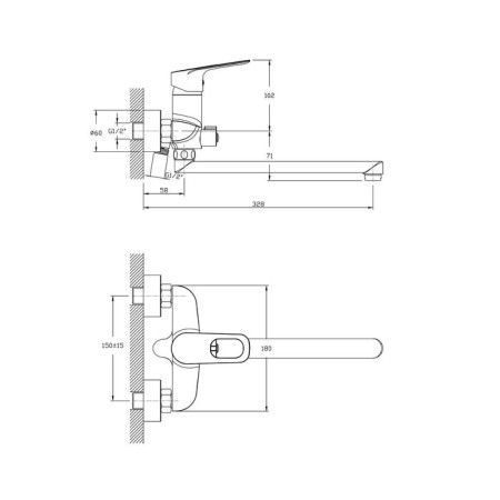 Bath mixer Rush Edge Ed7735-51, single-leaf, long spout, chrome-1