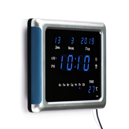 Electronic wall clock, desktop, with an alarm clock, 17 x 2.5 x 23 cm, USB-2