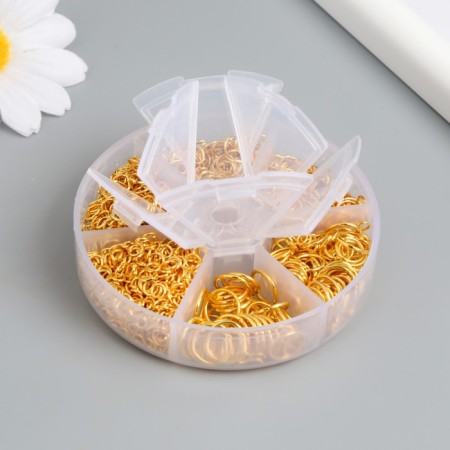 Rings clamping metal in the box "Gold" 880 pcs 8x8x2 cm