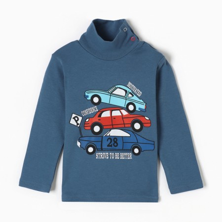 Turtleneck for boys, jeans color, height 92 cm